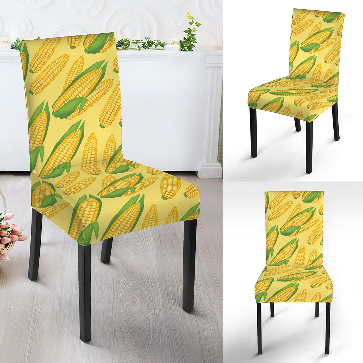 Corn Cob Pattern Print Dining Chair Slipcover