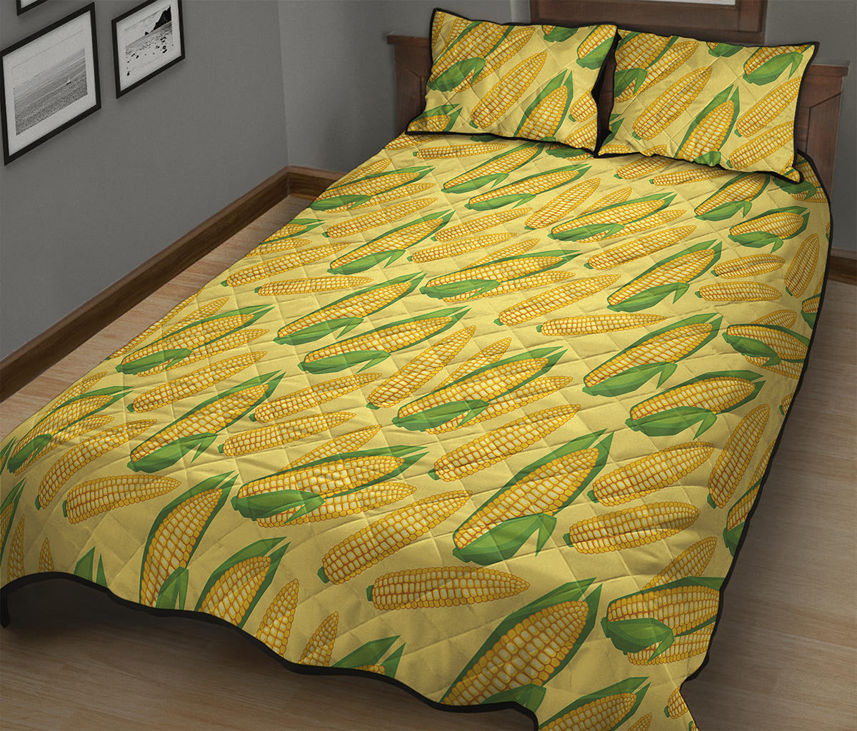 Corn Cob Pattern Print Quilt Bed Set