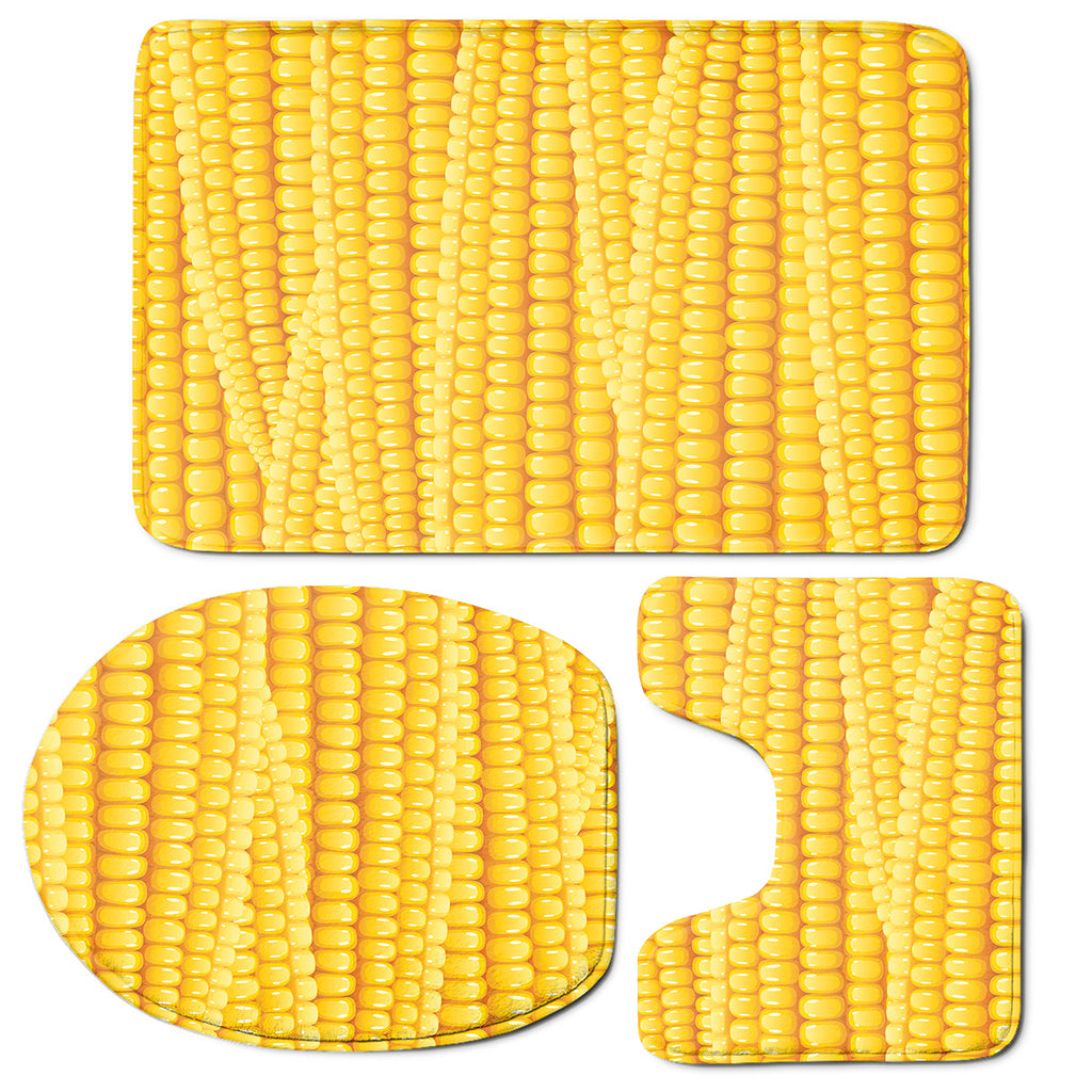 Corn Pattern Print 3 Piece Bath Mat Set