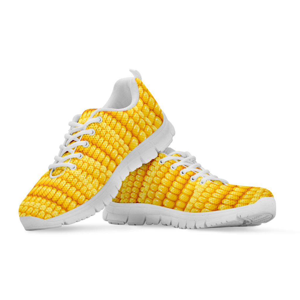 Corn Pattern Print White Sneakers