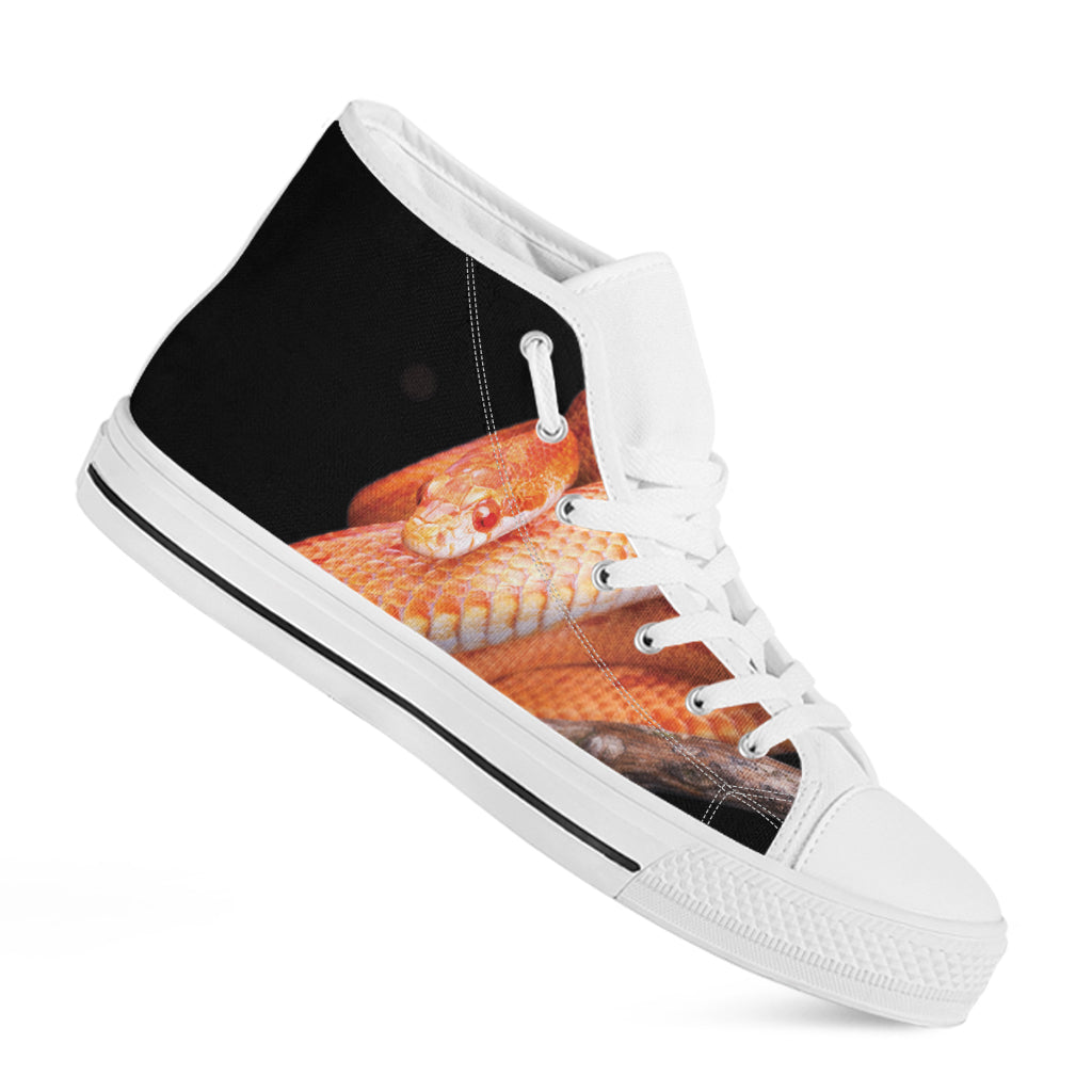 Corn Snake Print White High Top Shoes