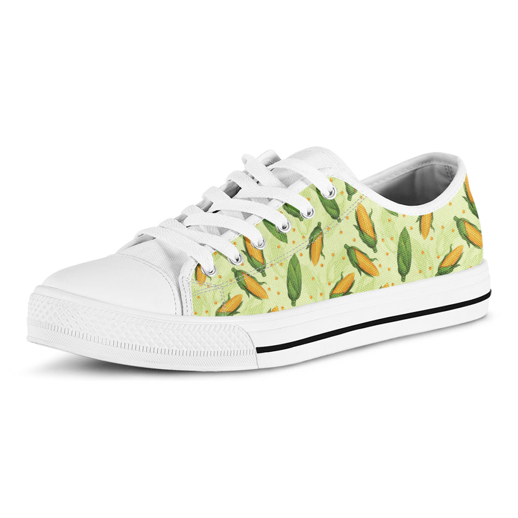 Corncob Pattern Print White Low Top Shoes