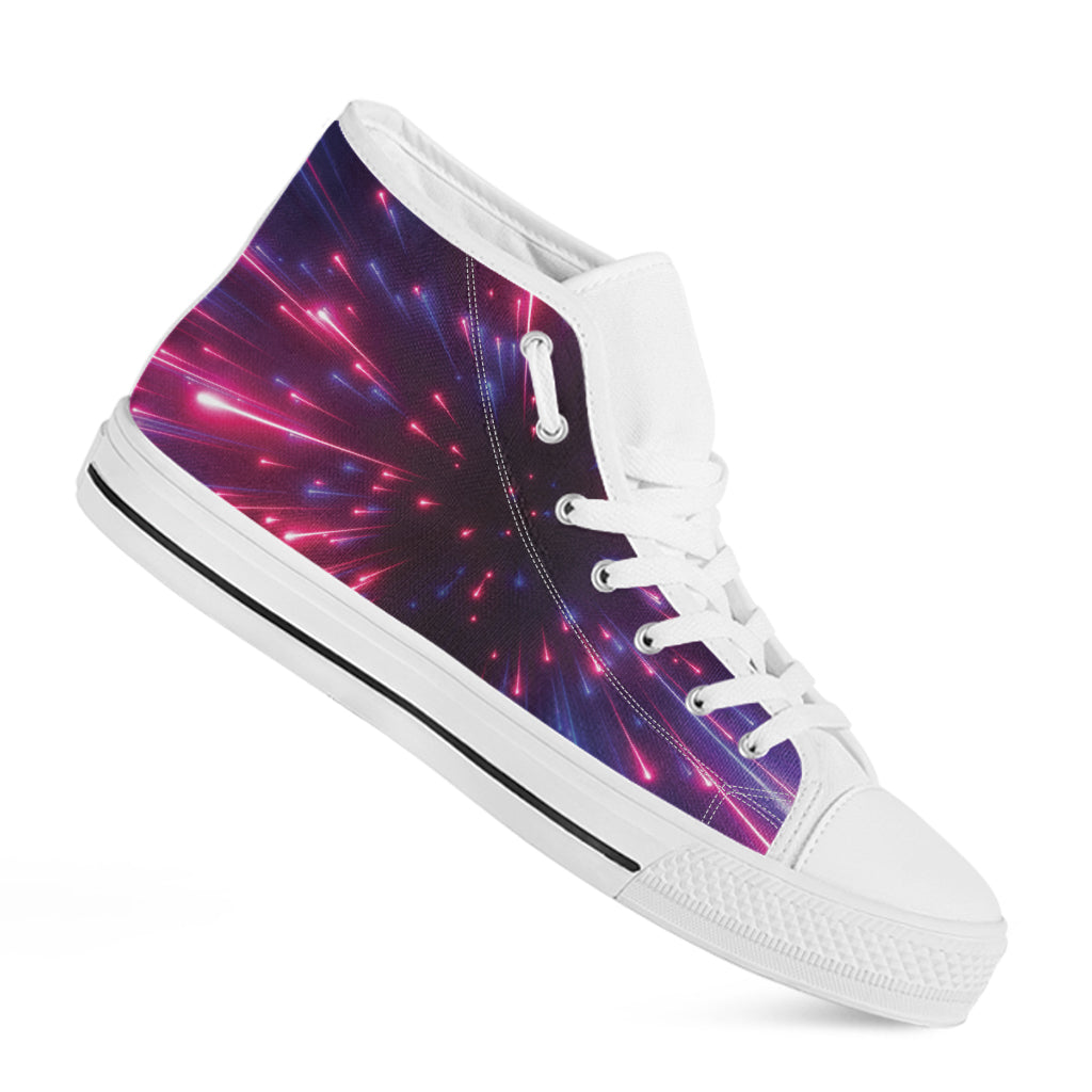 Cosmic Hyperspace Print White High Top Shoes