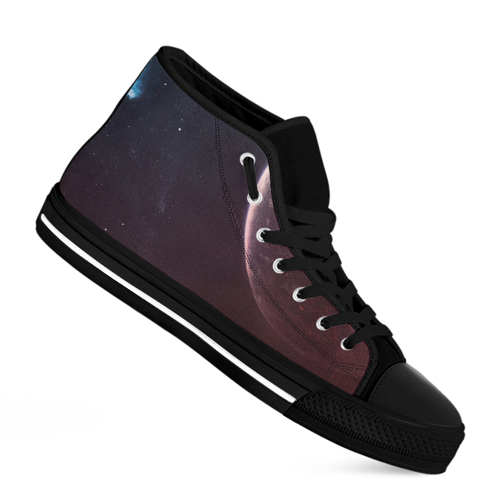 Cosmic Space Print Black High Top Shoes
