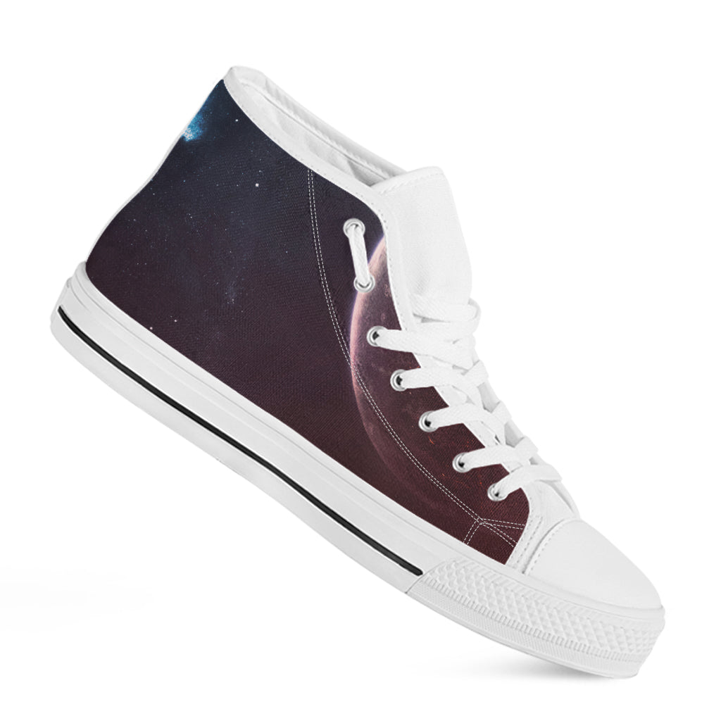 Cosmic Space Print White High Top Shoes