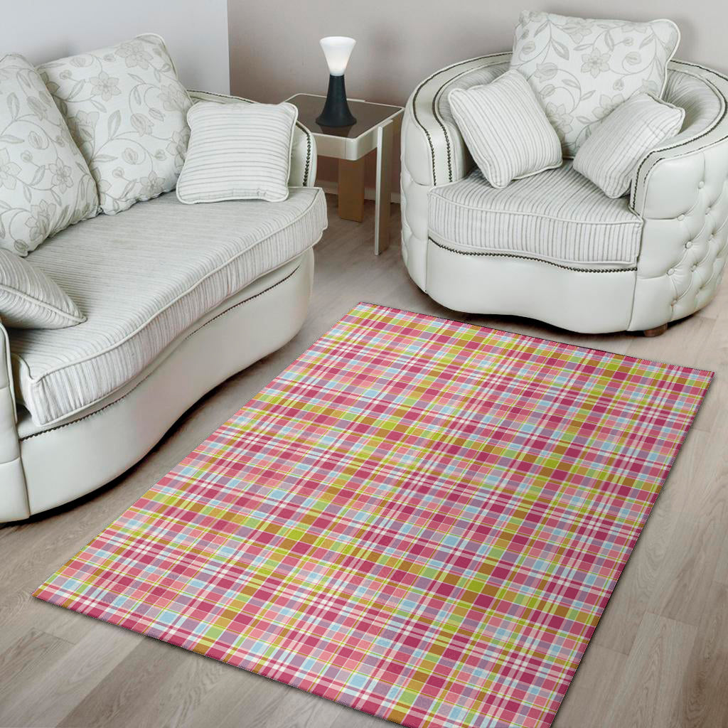 Cotton Candy Pastel Plaid Pattern Print Area Rug