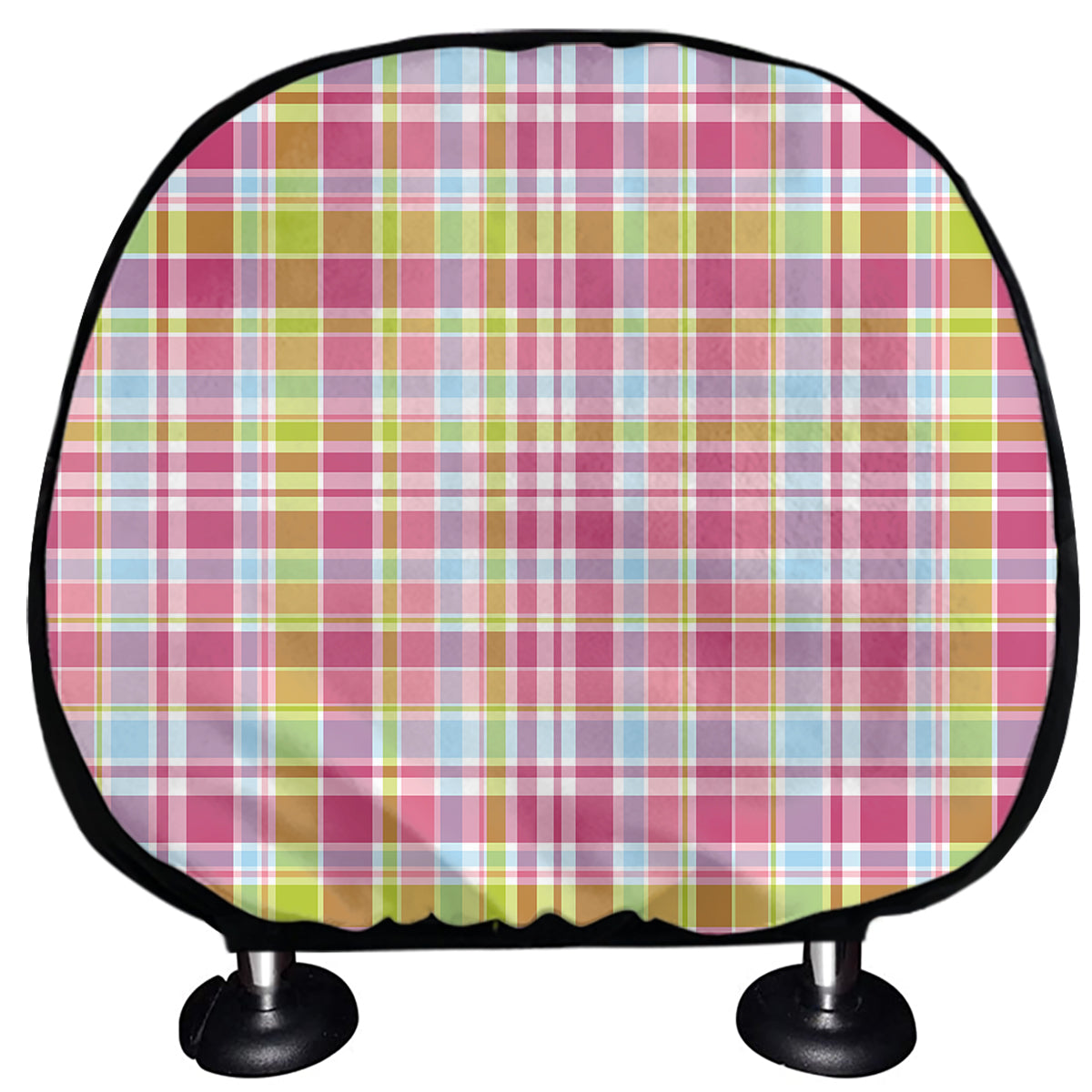 Cotton Candy Pastel Plaid Pattern Print Car Headrest Covers