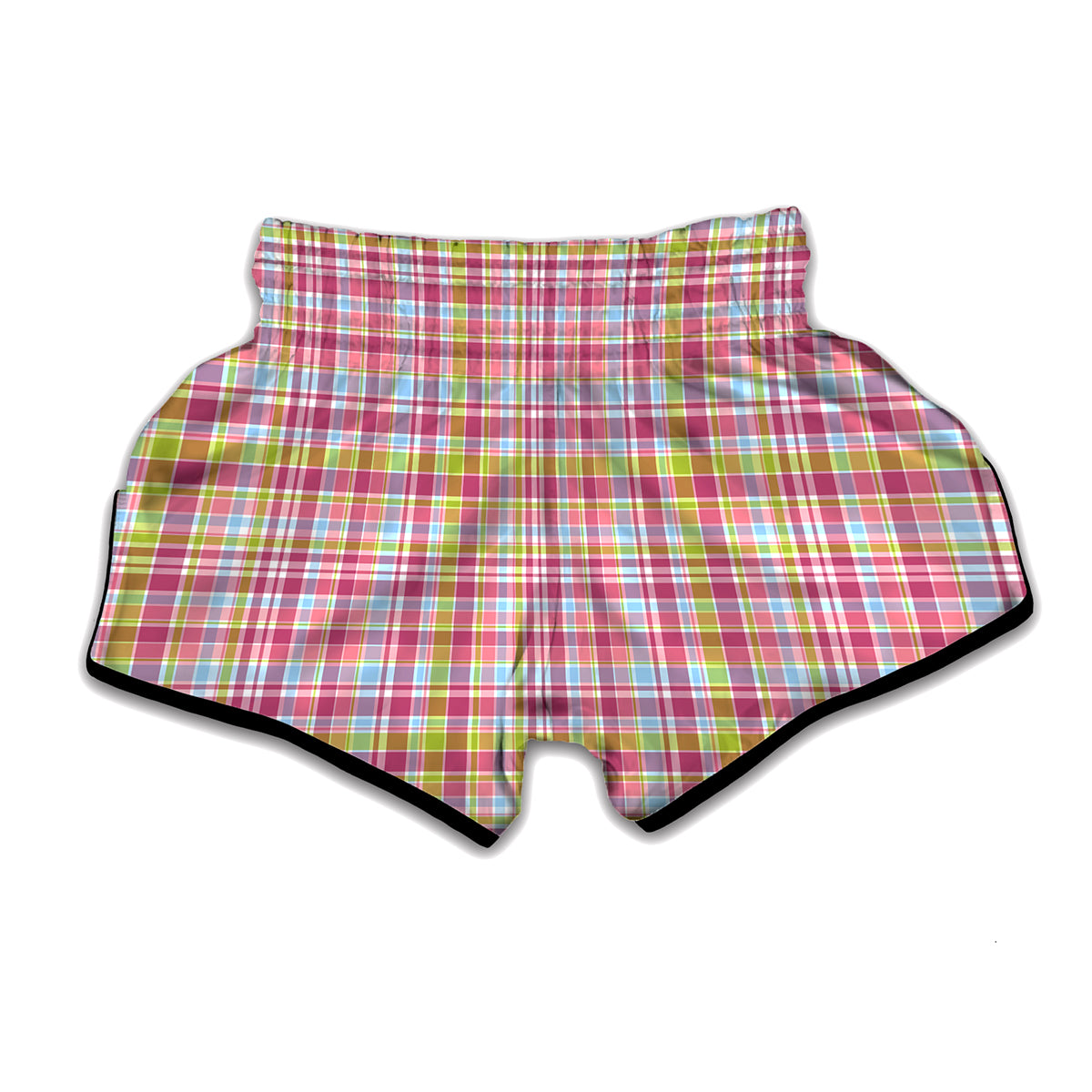Cotton Candy Pastel Plaid Pattern Print Muay Thai Boxing Shorts