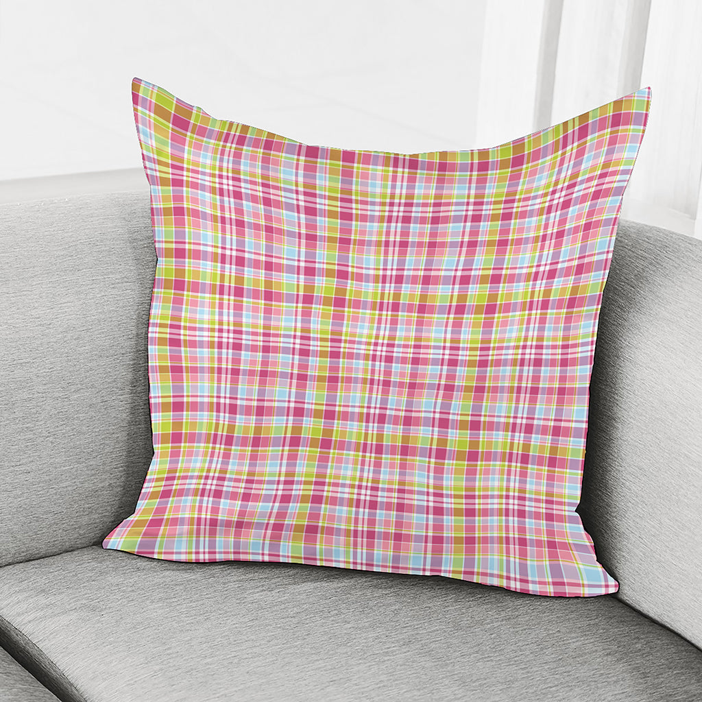 Cotton Candy Pastel Plaid Pattern Print Pillow Cover