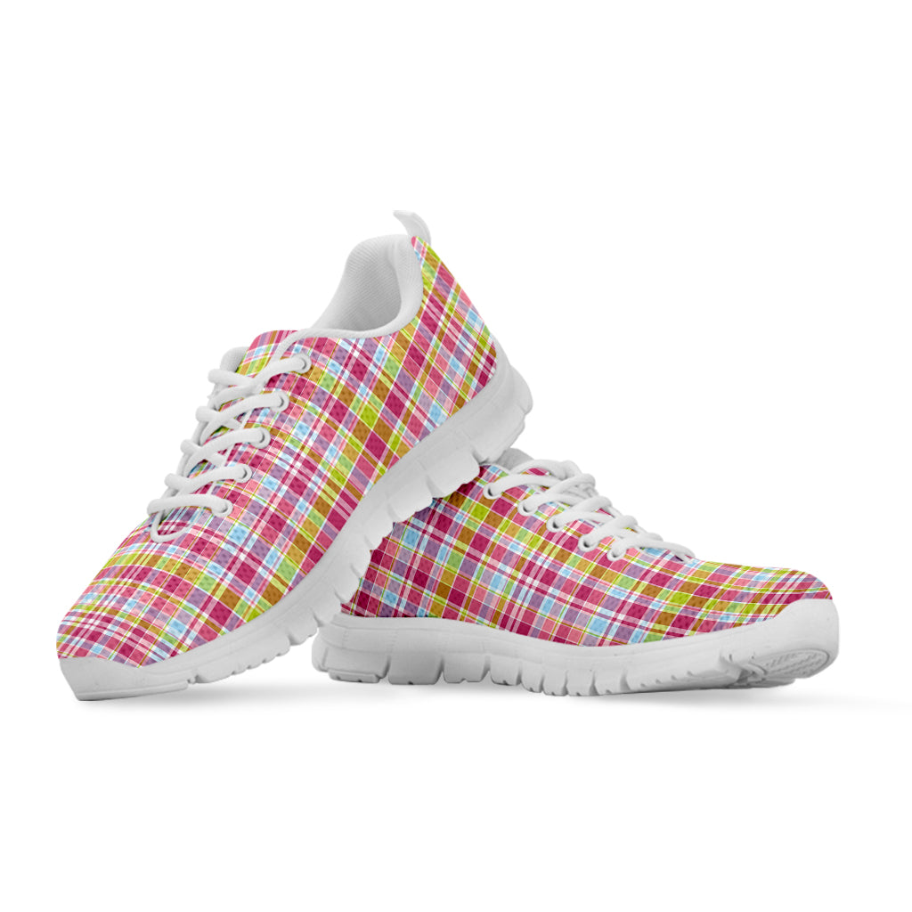 Cotton Candy Pastel Plaid Pattern Print White Sneakers