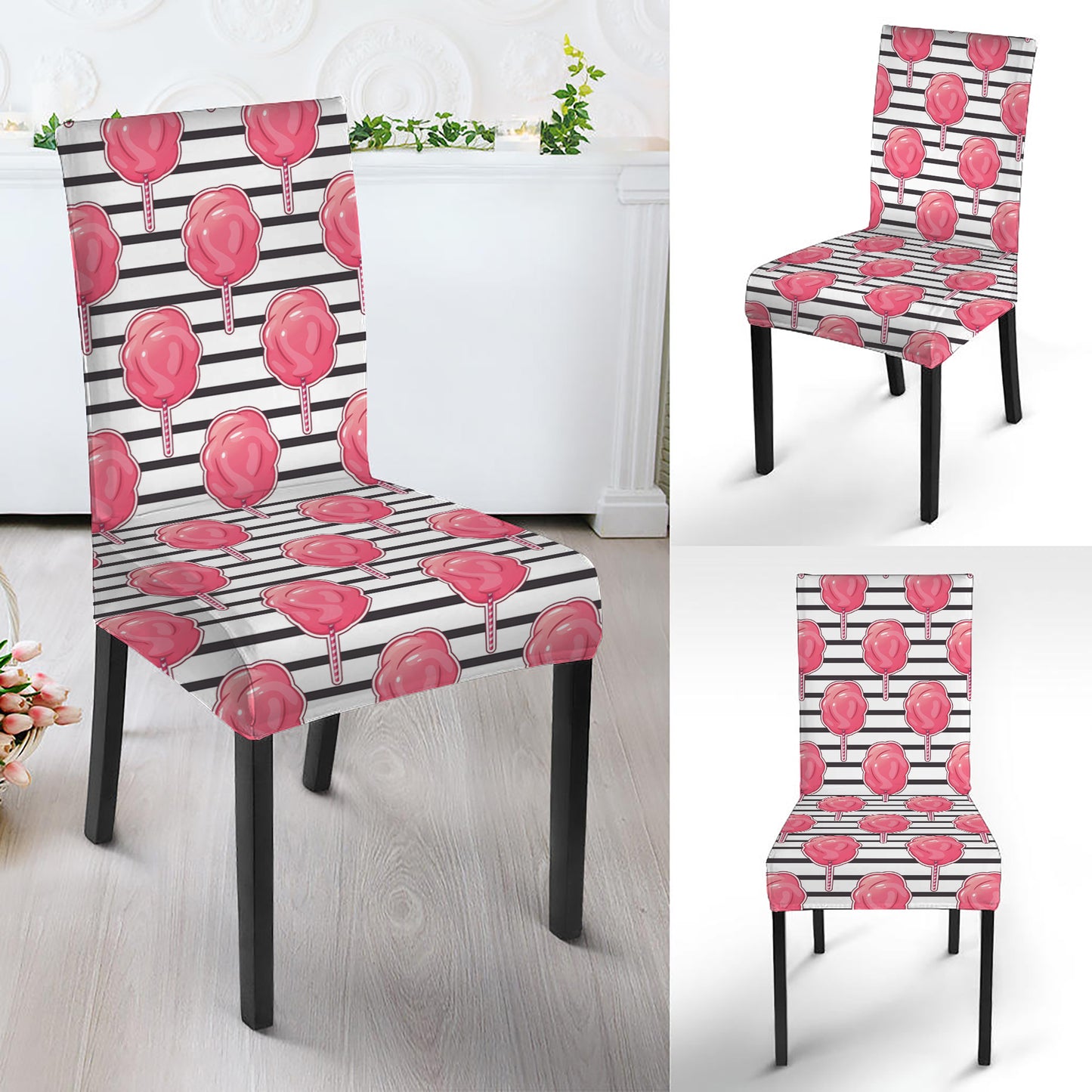 Cotton Candy Striped Pattern Print Dining Chair Slipcover