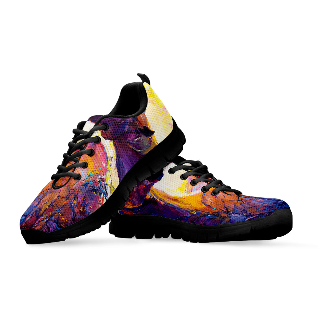 Couple Horses Portrait Print Black Sneakers