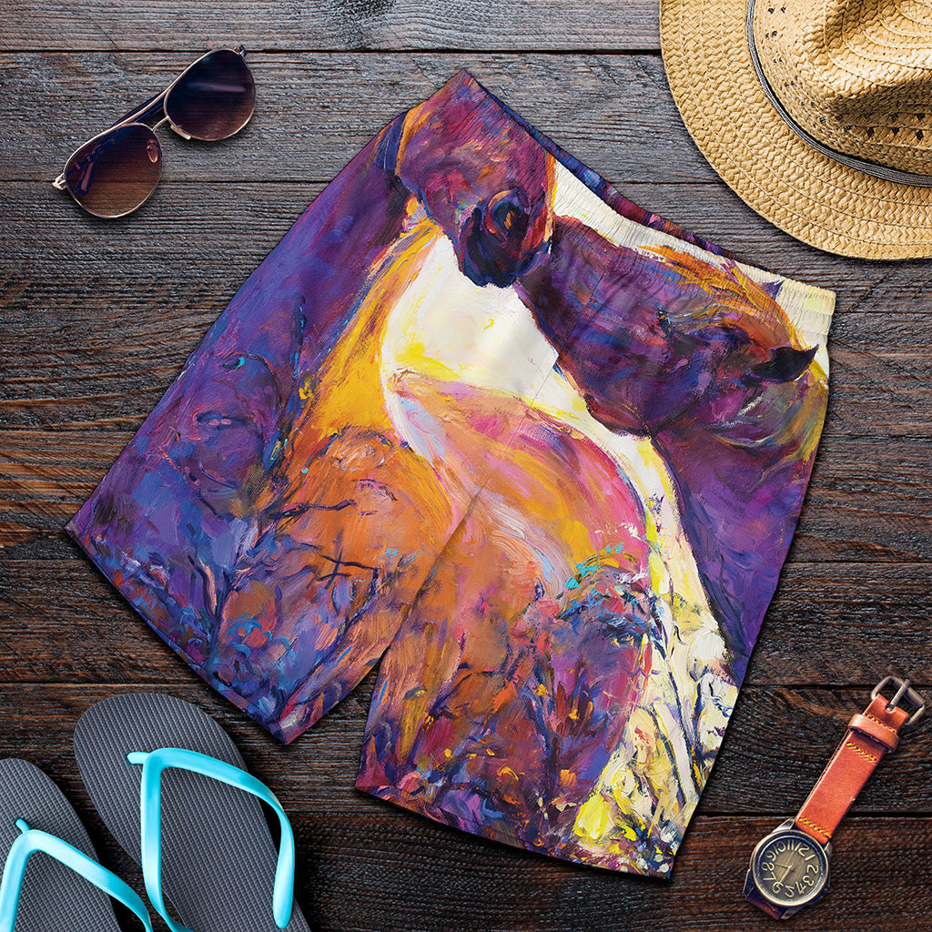 Couple Horses Portrait Print Men's Shorts