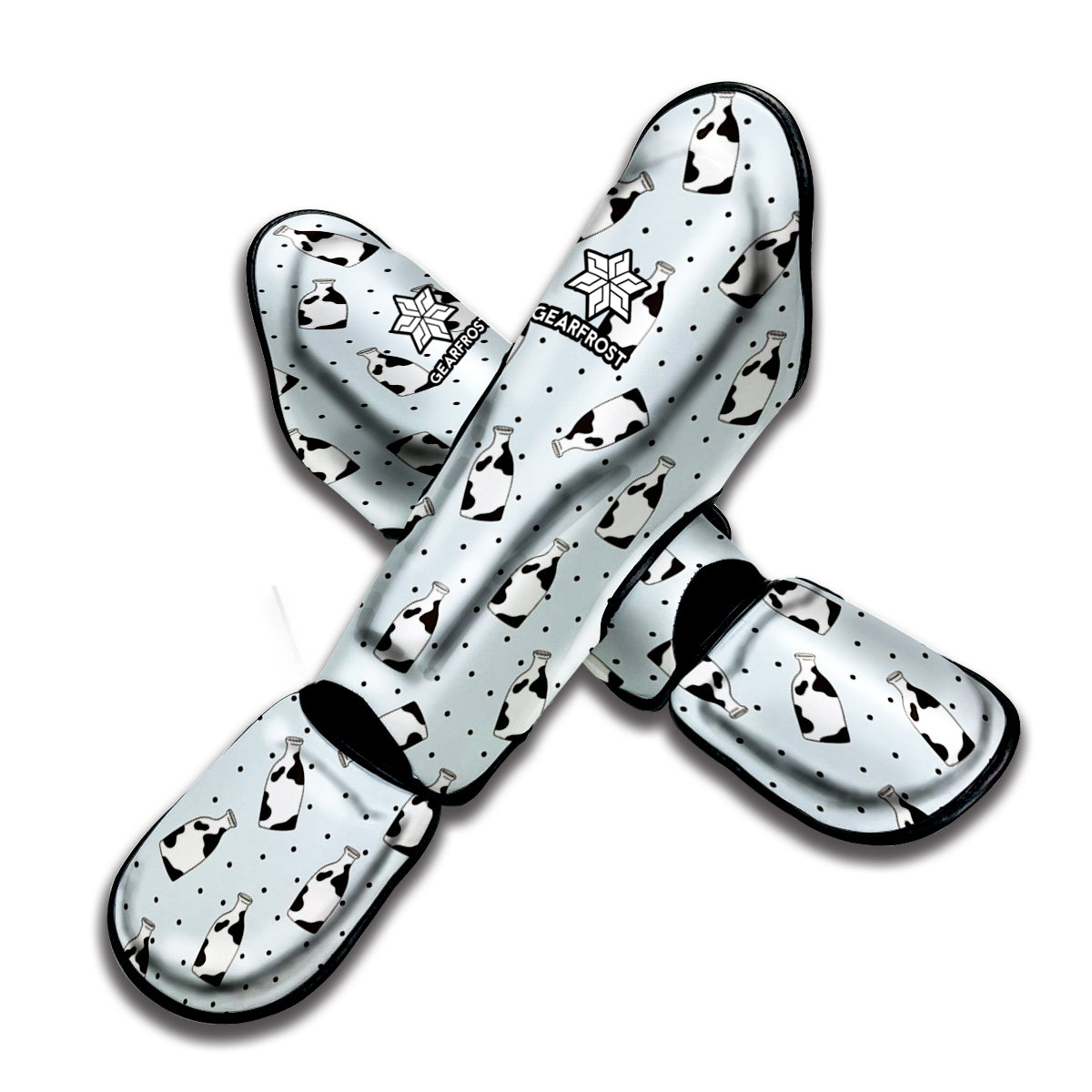 Cow Milk Bottle Pattern Print Muay Thai Shin Guard
