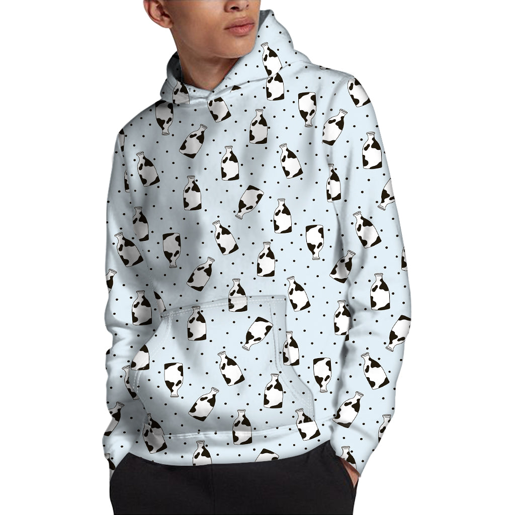 Cow Milk Bottle Pattern Print Pullover Hoodie