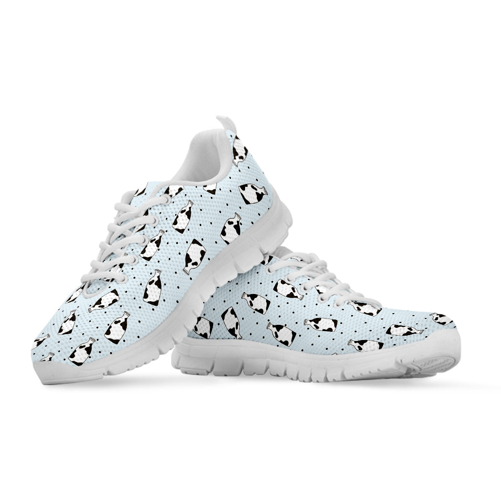 Cow Milk Bottle Pattern Print White Sneakers