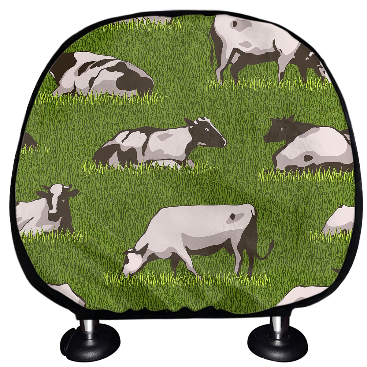 Cow On Green Grass Pattern Print Car Headrest Covers