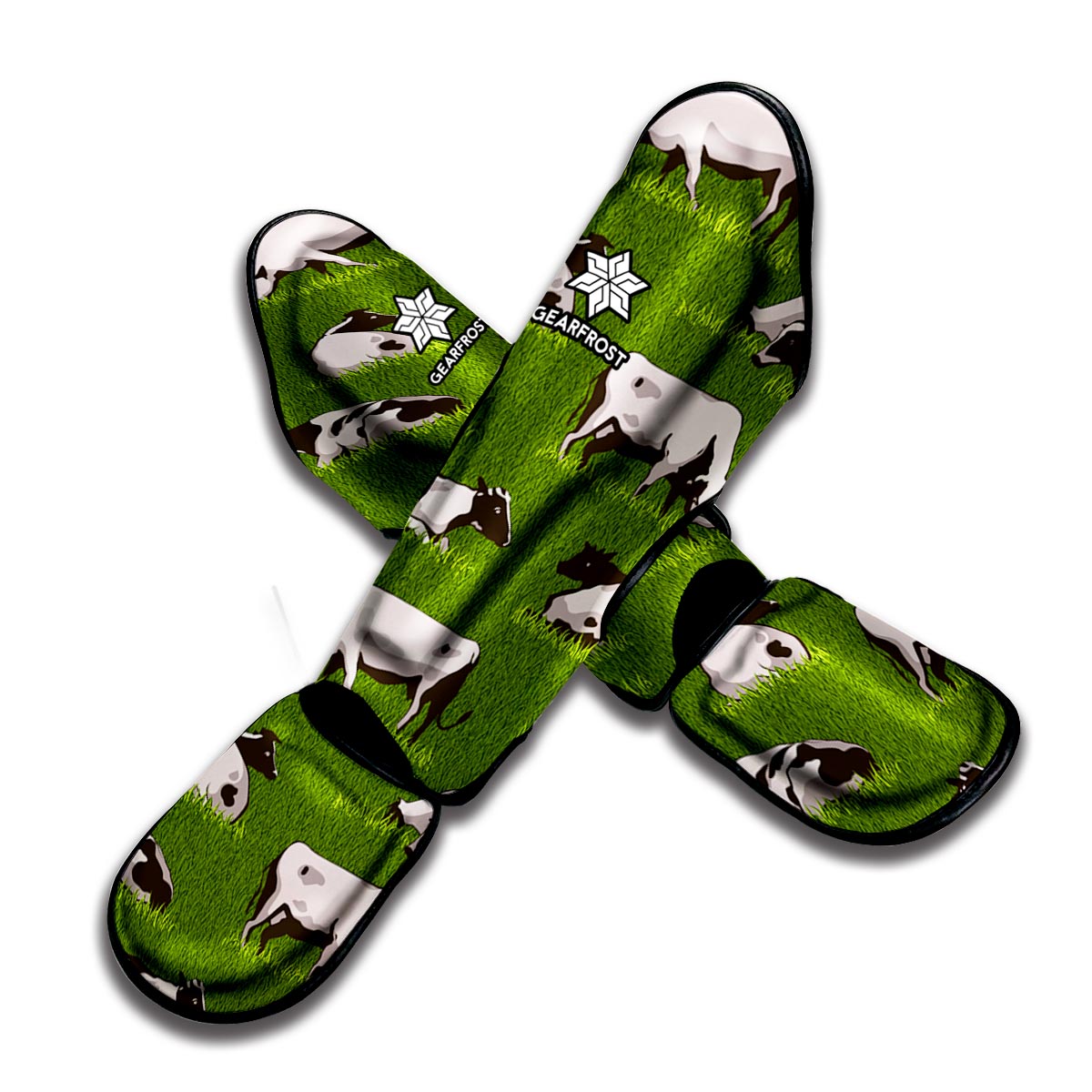 Cow On Green Grass Pattern Print Muay Thai Shin Guard