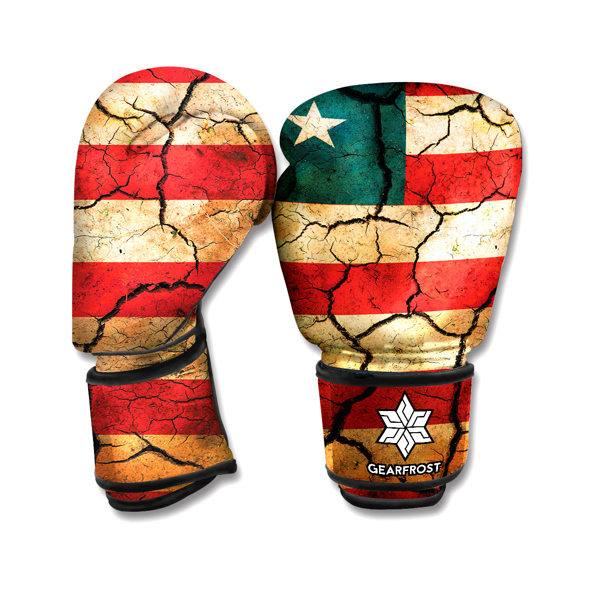 Cracked American Flag Print Boxing Gloves