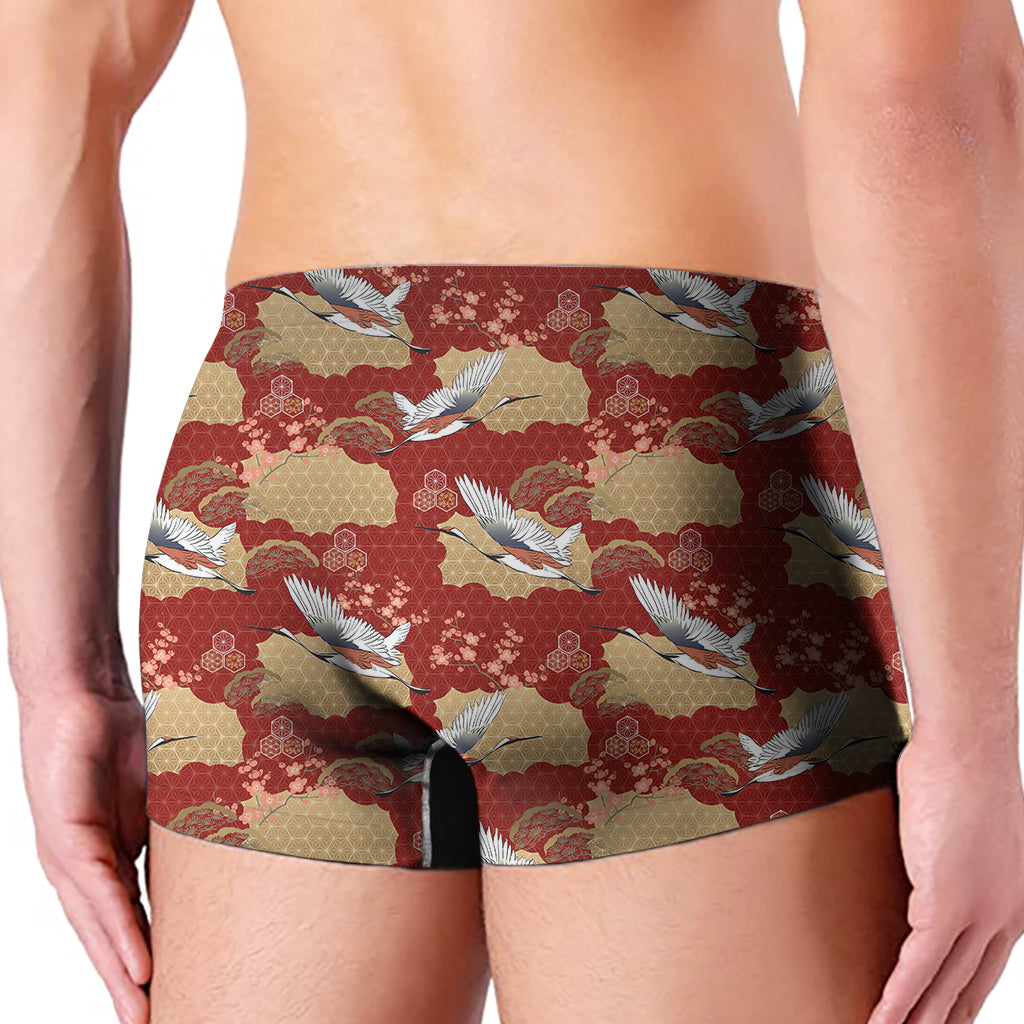 Crane Bird Kimono Pattern Print Men's Boxer Briefs