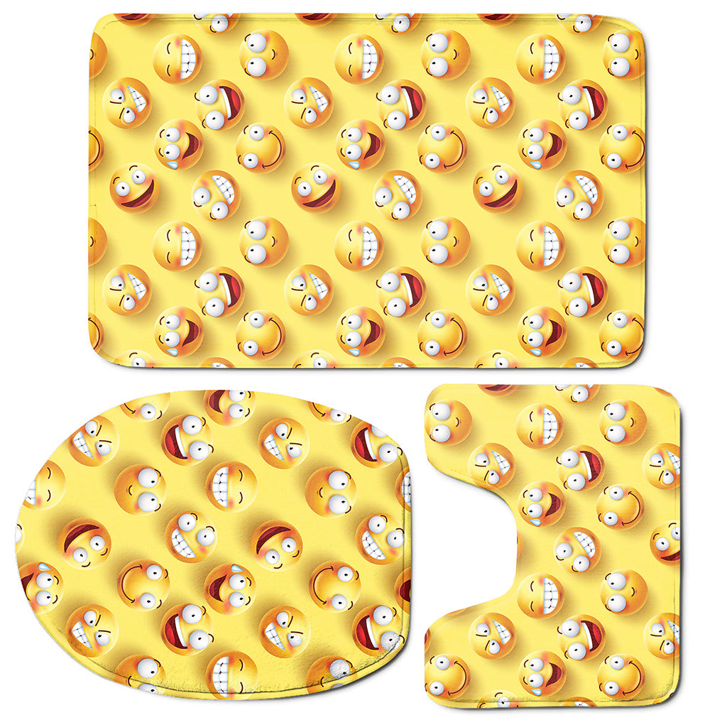 Crazy Emoji Pattern Print 3 Piece Bath Mat Set