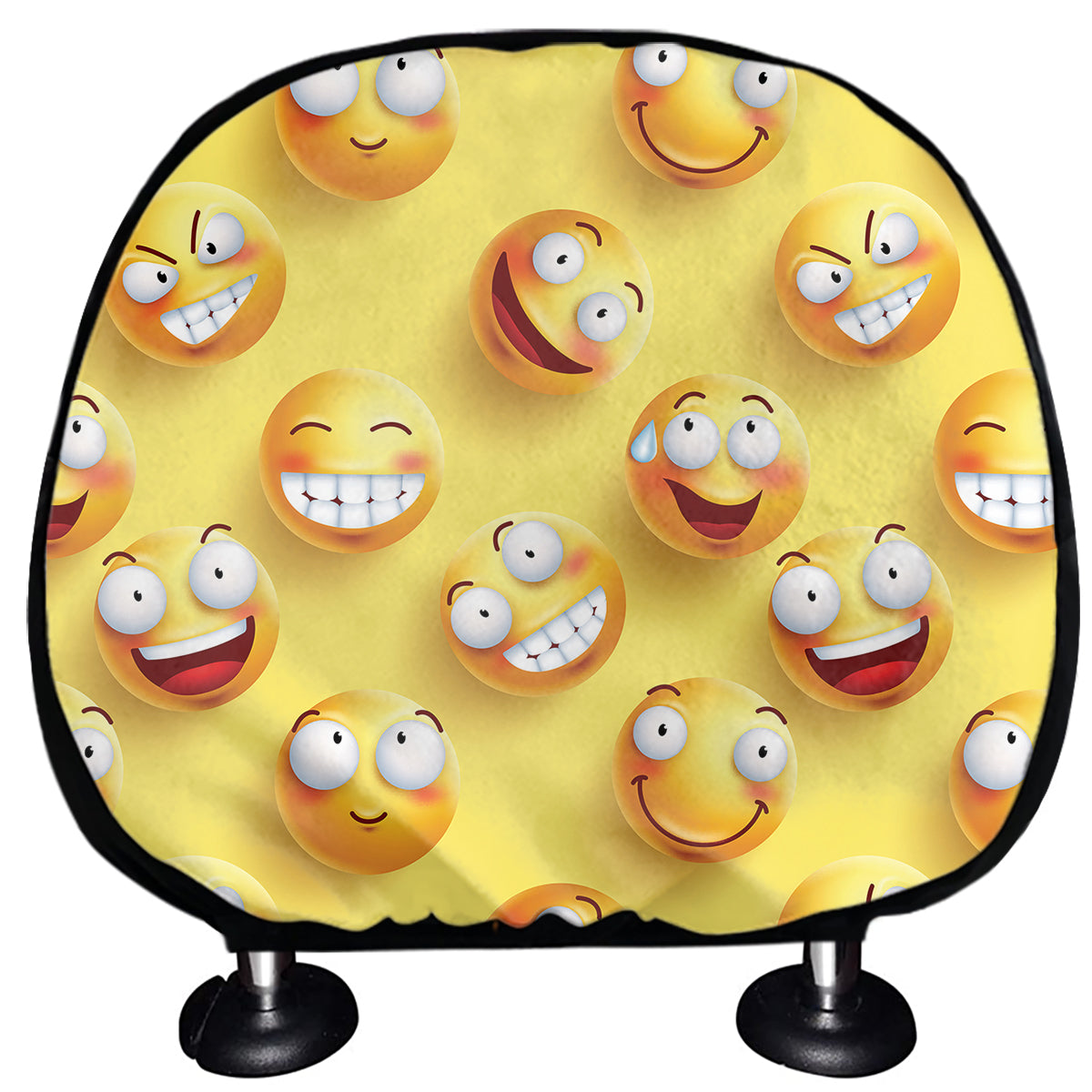 Crazy Emoji Pattern Print Car Headrest Covers