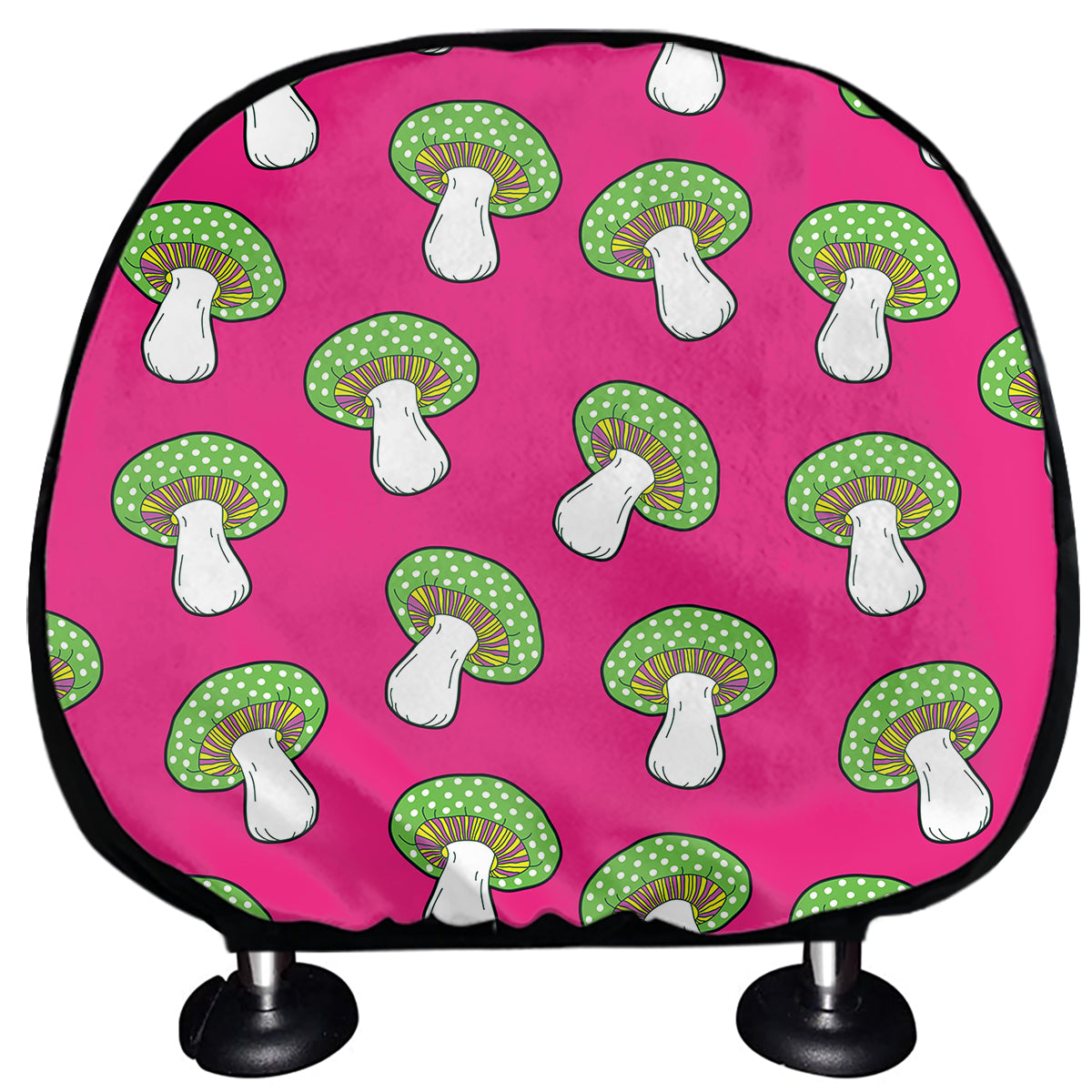 Crazy Mushroom Pattern Print Car Headrest Covers