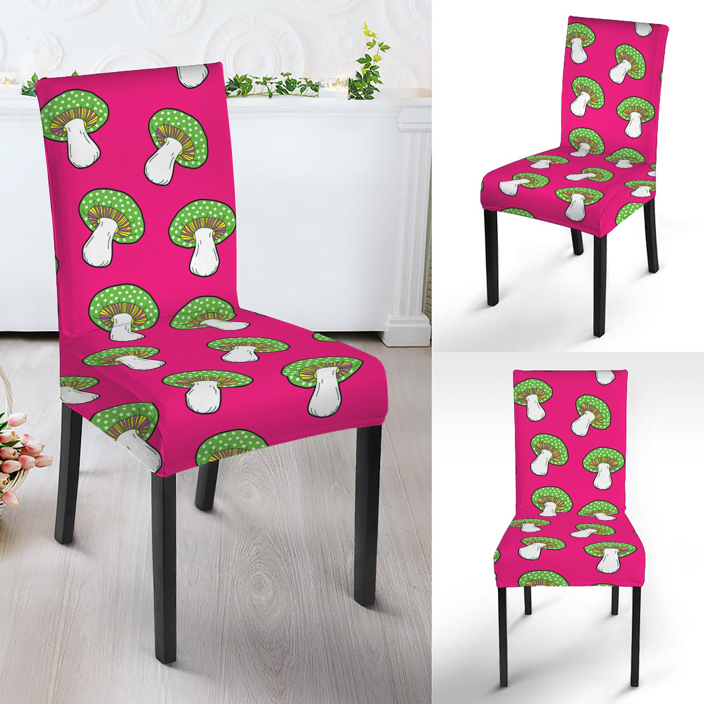 Crazy Mushroom Pattern Print Dining Chair Slipcover