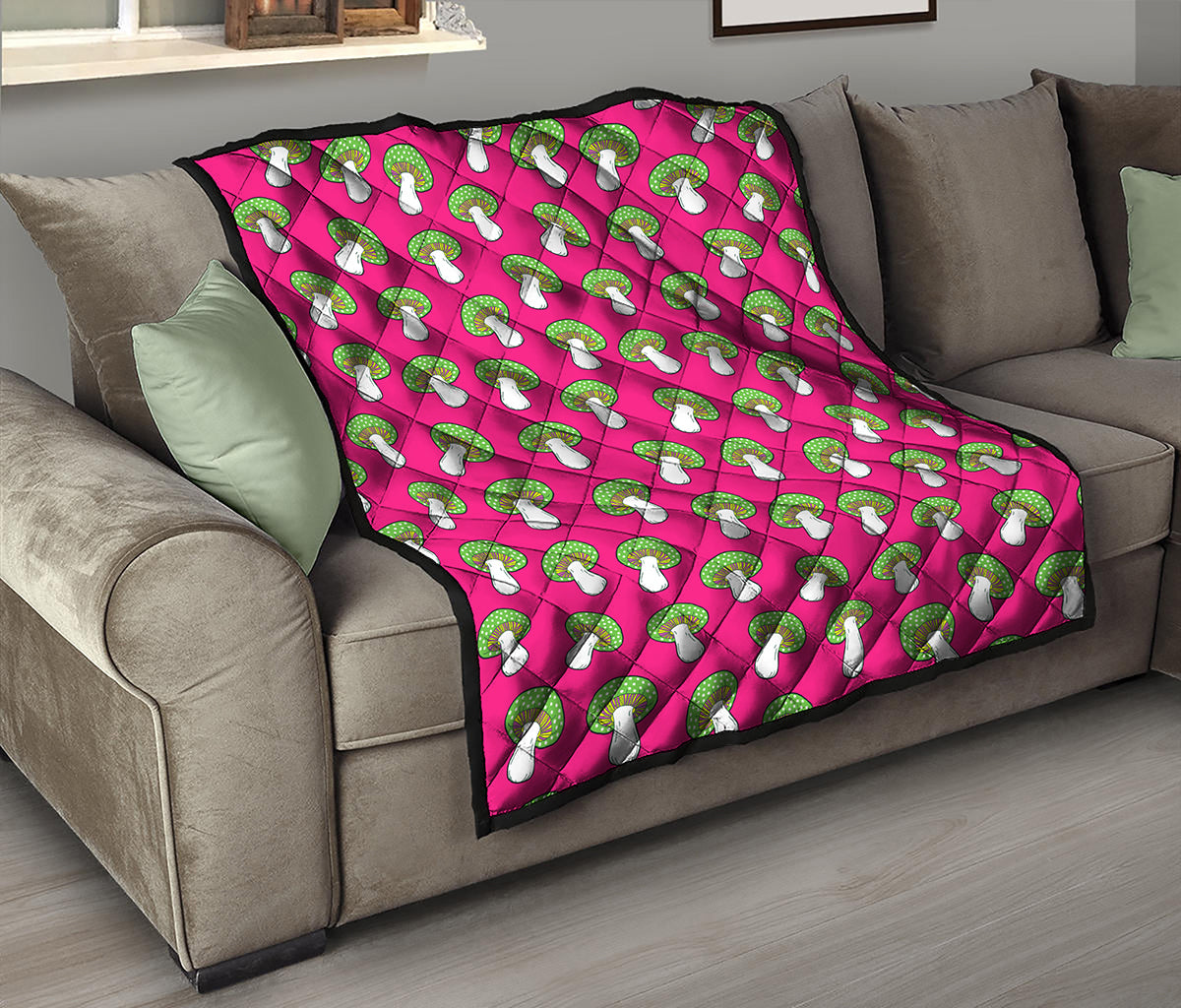 Crazy Mushroom Pattern Print Quilt