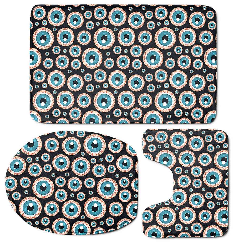 Creepy Eyeball Pattern Print 3 Piece Bath Mat Set