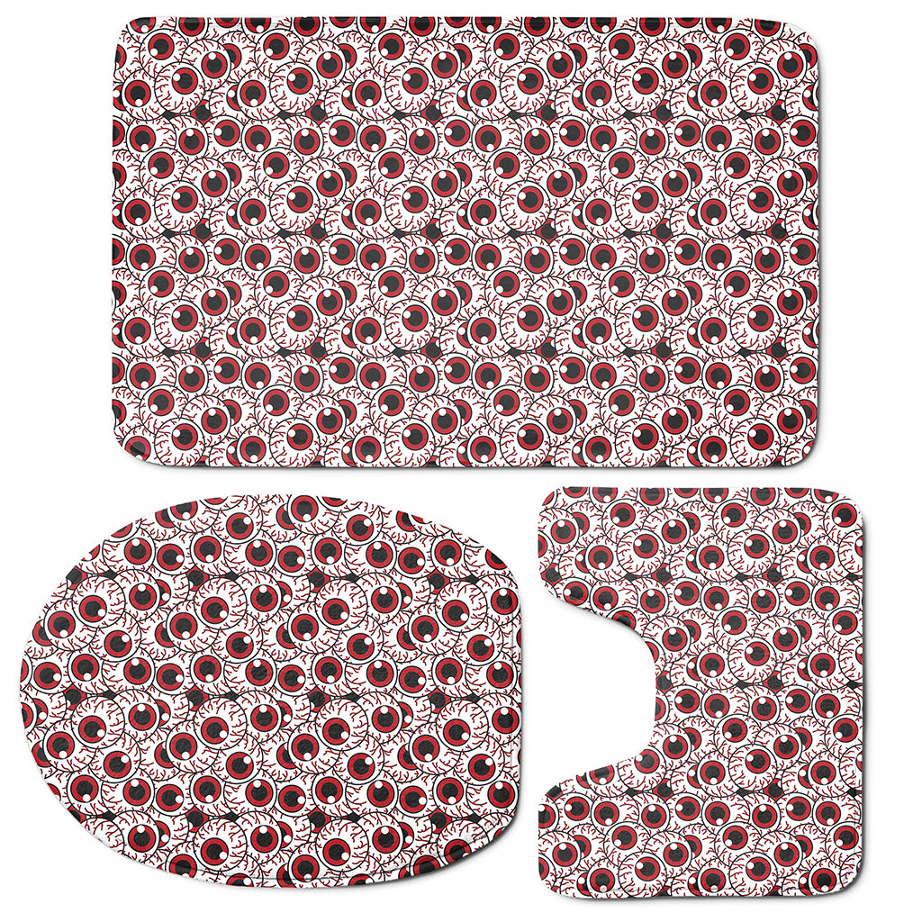 Creepy Red Eyeball Pattern Print 3 Piece Bath Mat Set