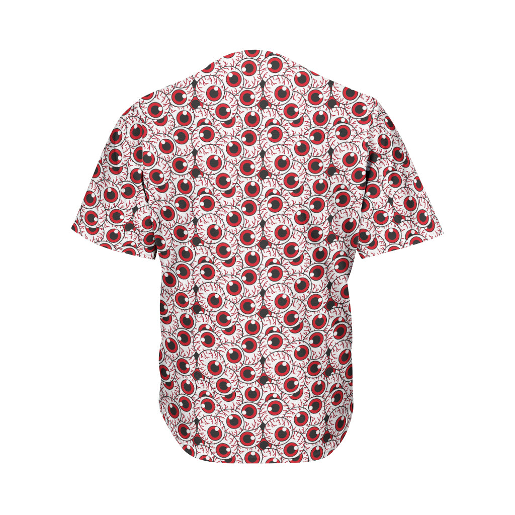 Creepy Red Eyeball Pattern Print Men's Baseball Jersey