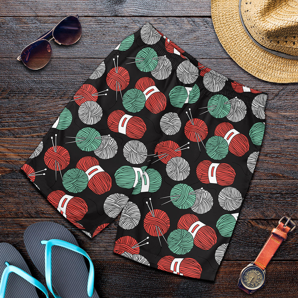 Crochet Yarn Pattern Print Men's Shorts
