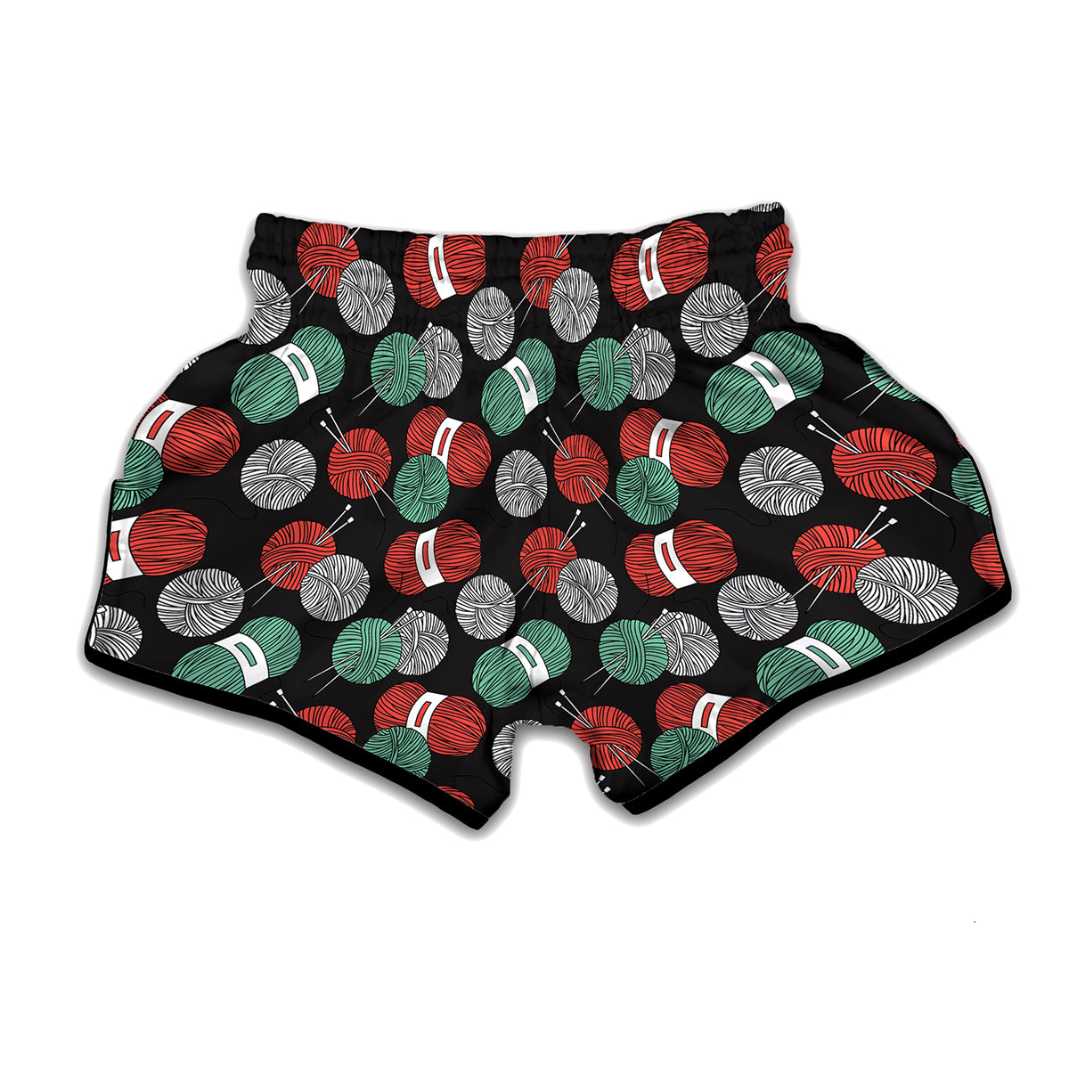 Crochet Yarn Pattern Print Muay Thai Boxing Shorts