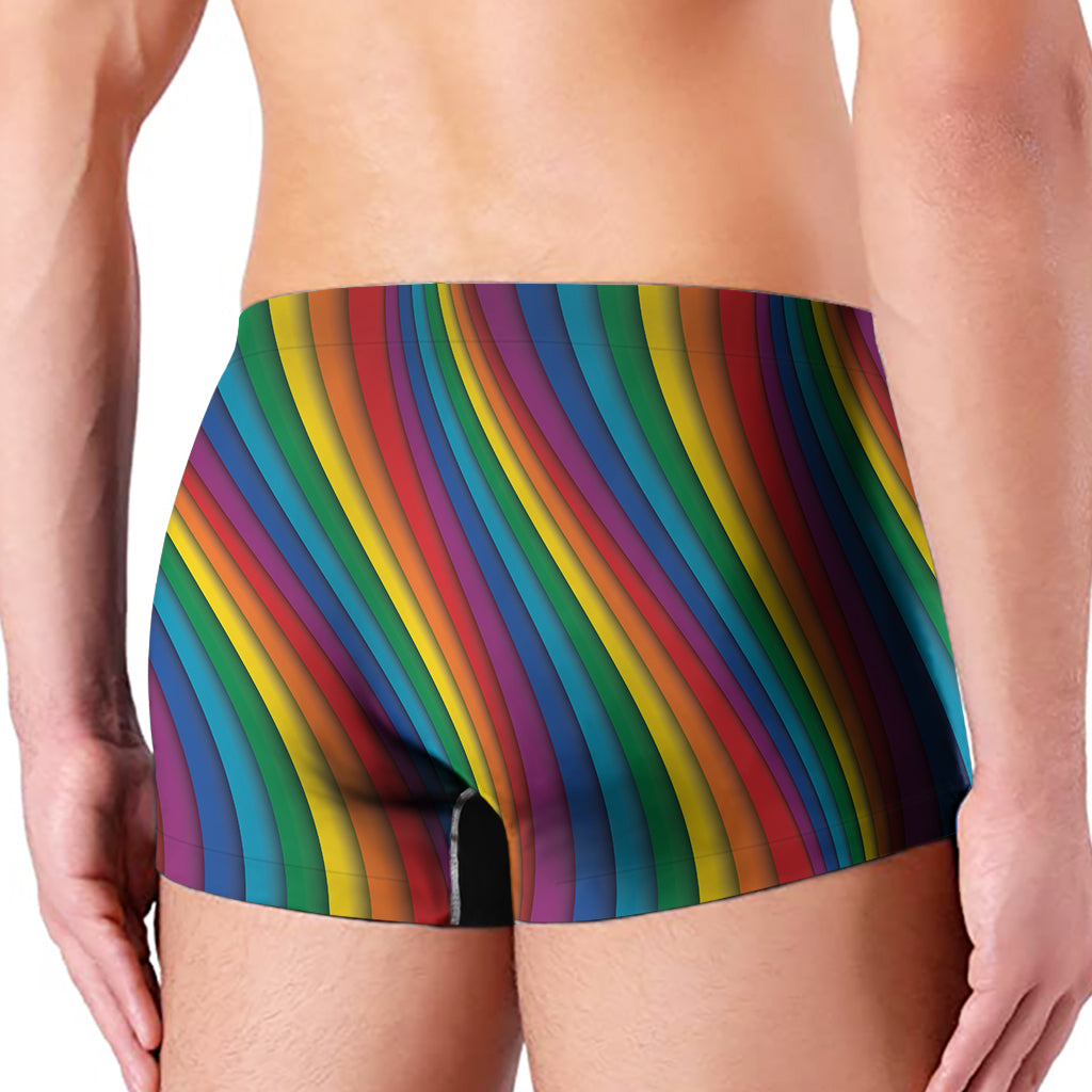 Curved Rainbow Pattern Print Men's Boxer Briefs