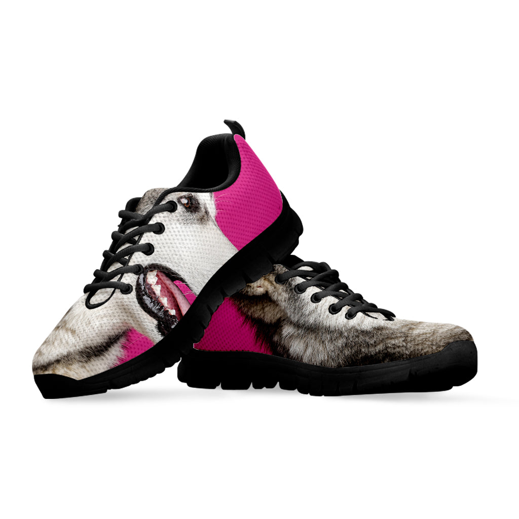Cute Alaskan Malamute Print Black Sneakers