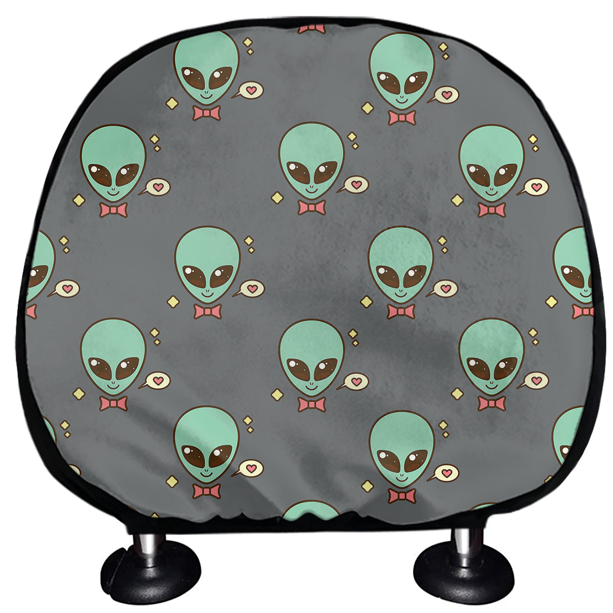 Cute Alien With Bow Tie Print Car Headrest Covers