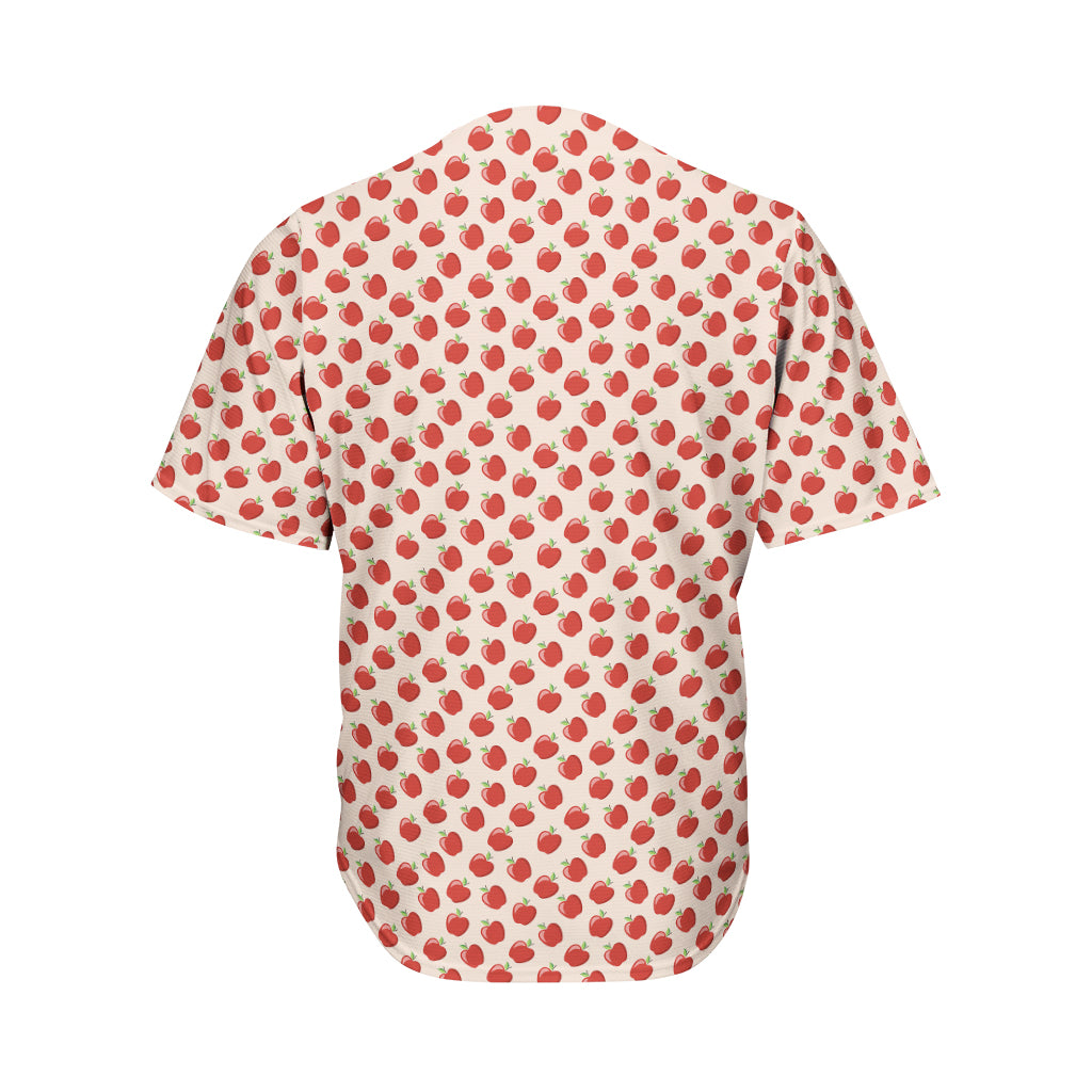 Cute Apple Pattern Print Men's Baseball Jersey