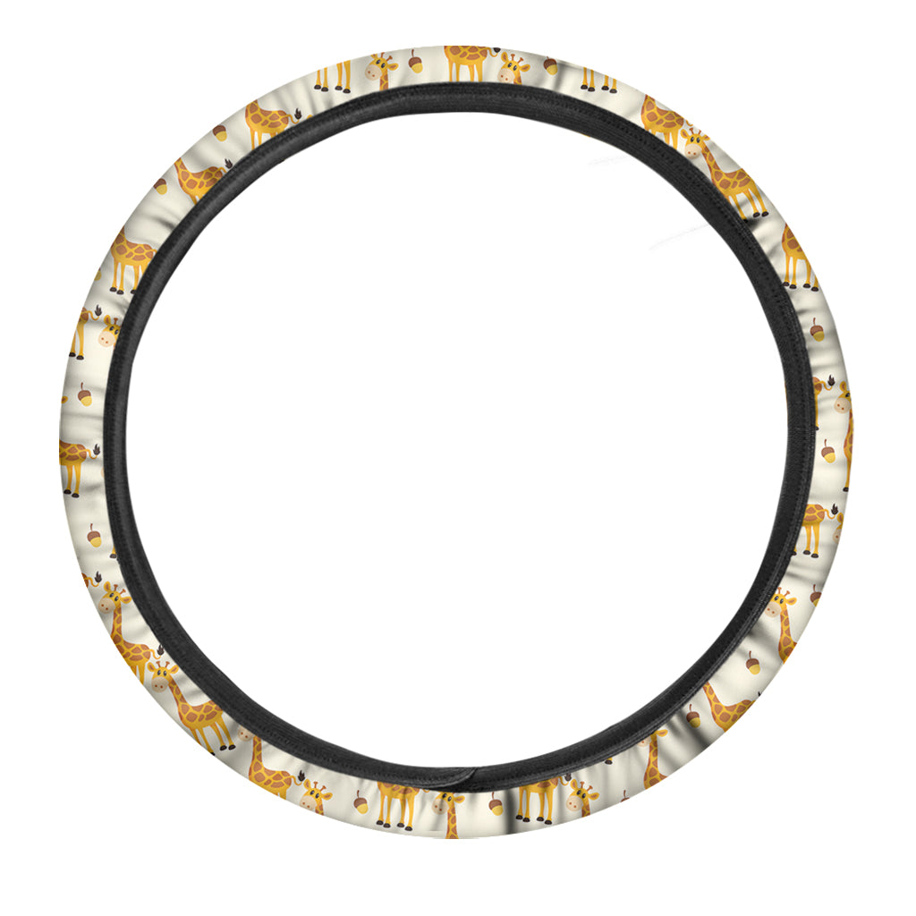 Cute Baby Giraffe Pattern Print Car Steering Wheel Cover