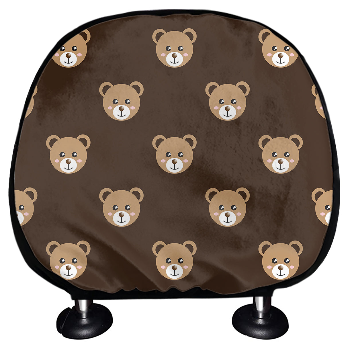 Cute Baby Grizzly Bear Pattern Print Car Headrest Covers