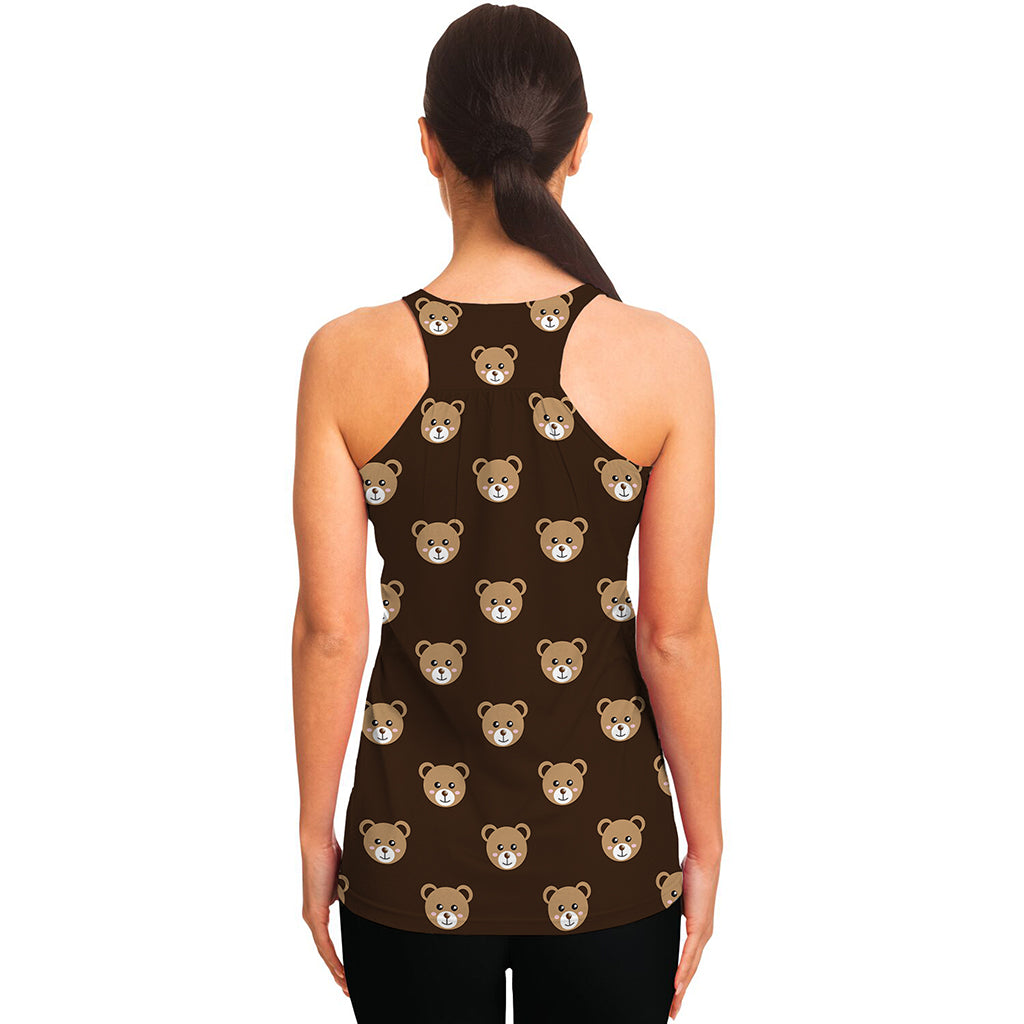 Cute Baby Grizzly Bear Pattern Print Women's Racerback Tank Top