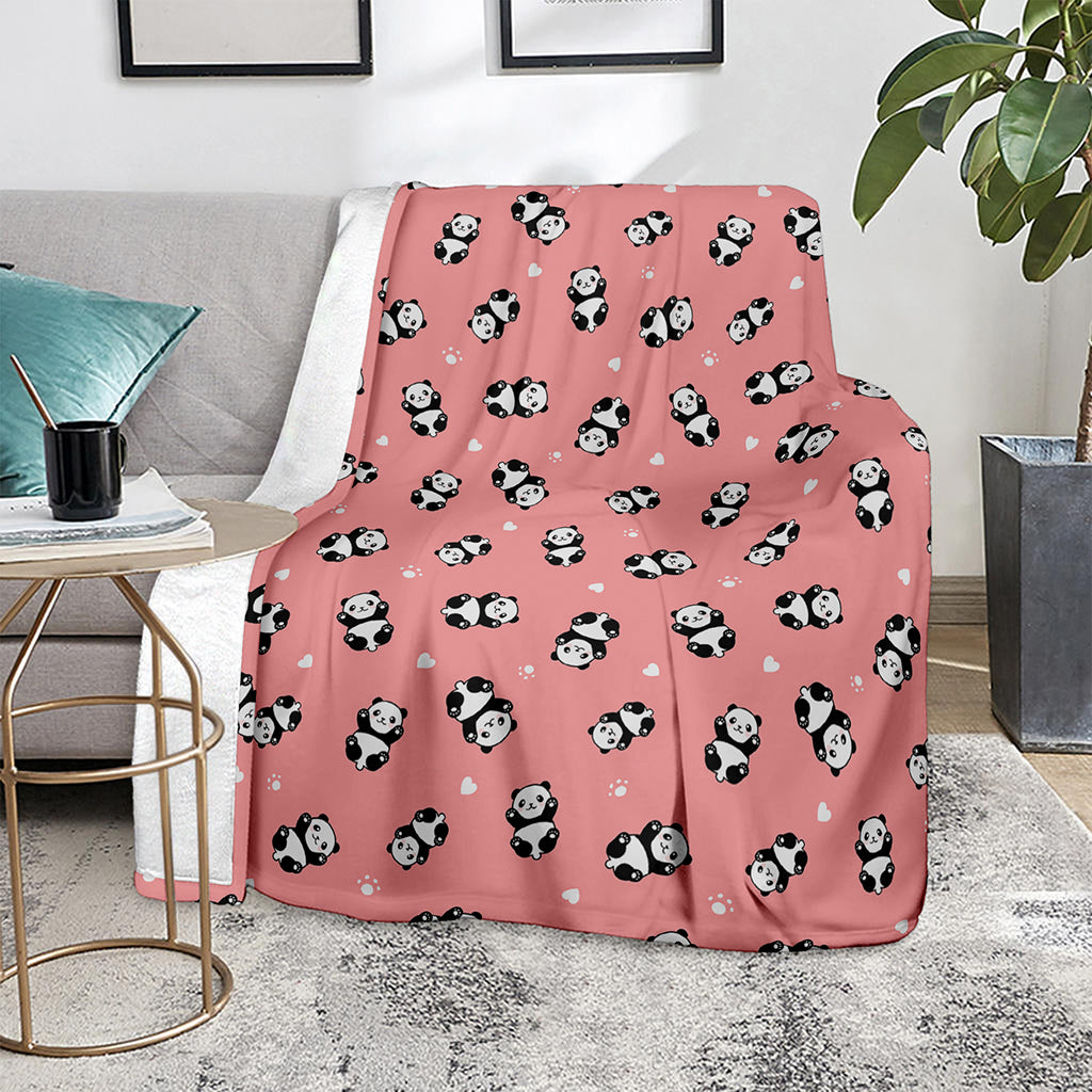 Cute Baby Panda Pattern Print Blanket