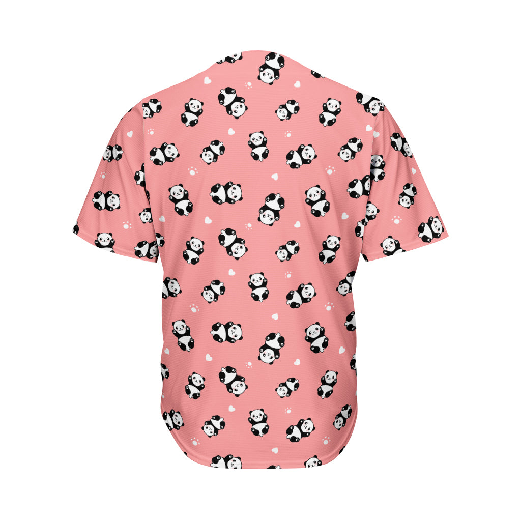 Cute Baby Panda Pattern Print Men's Baseball Jersey