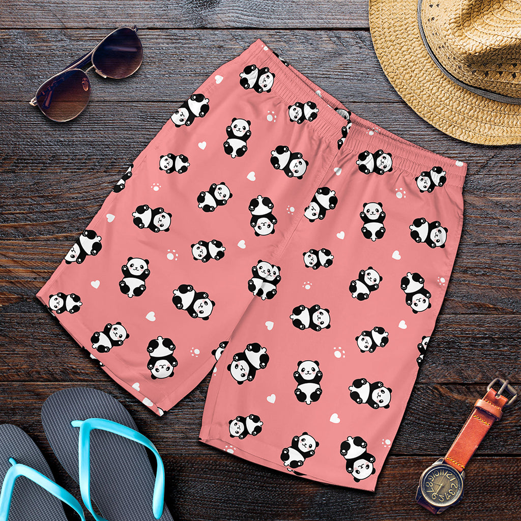 Cute Baby Panda Pattern Print Men's Shorts