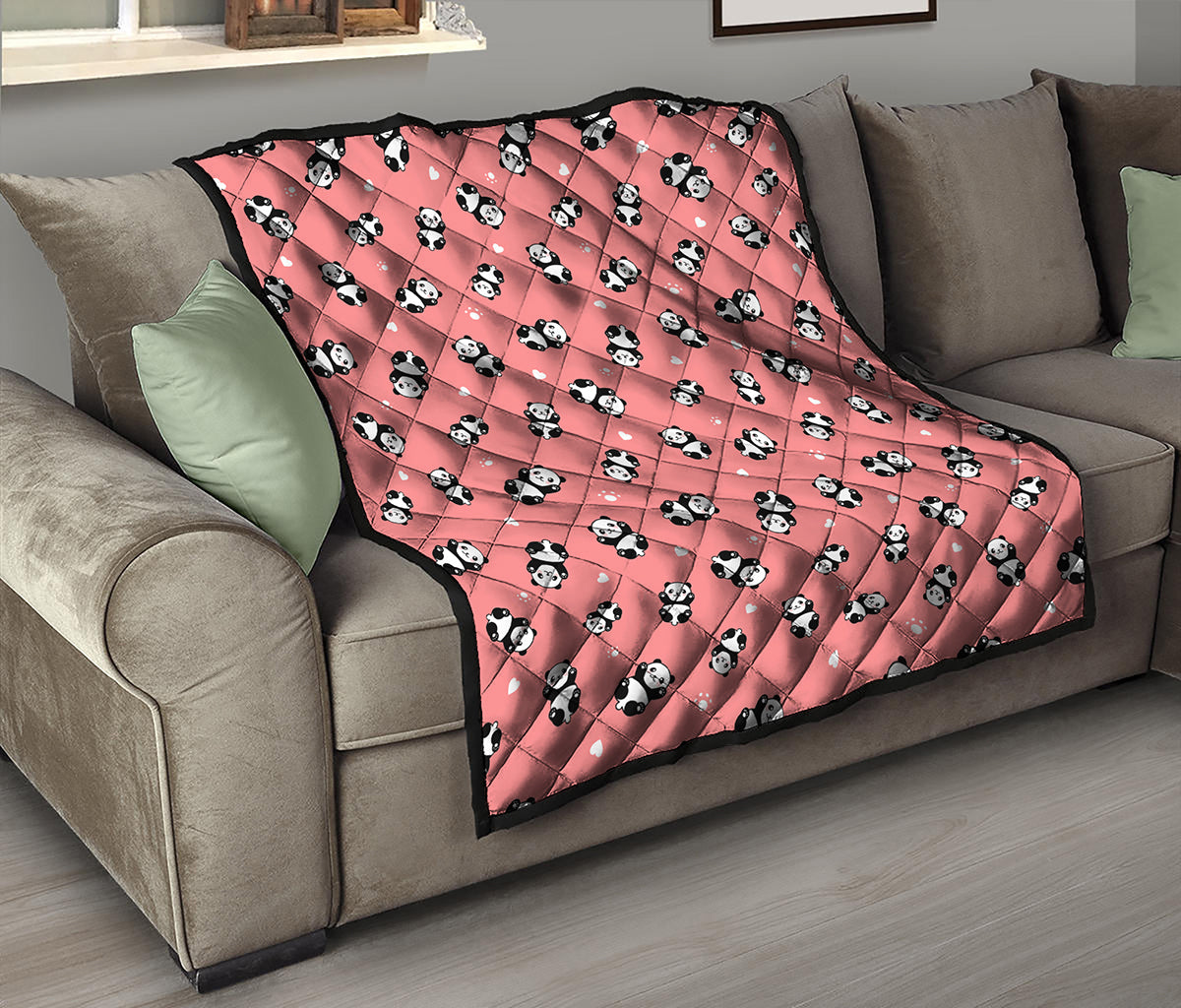 Cute Baby Panda Pattern Print Quilt