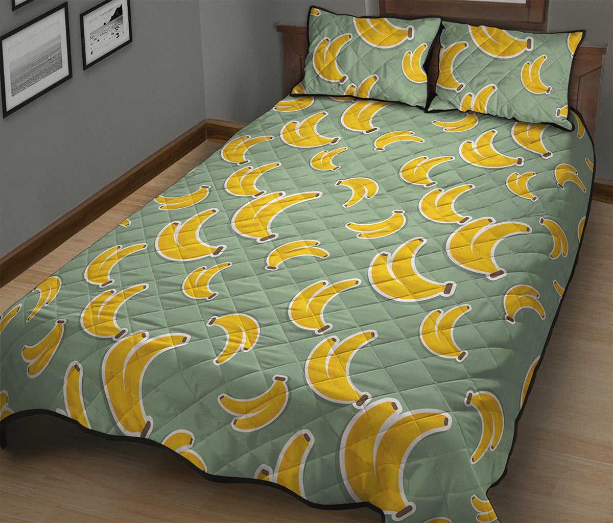 Cute Banana Pattern Print Quilt Bed Set