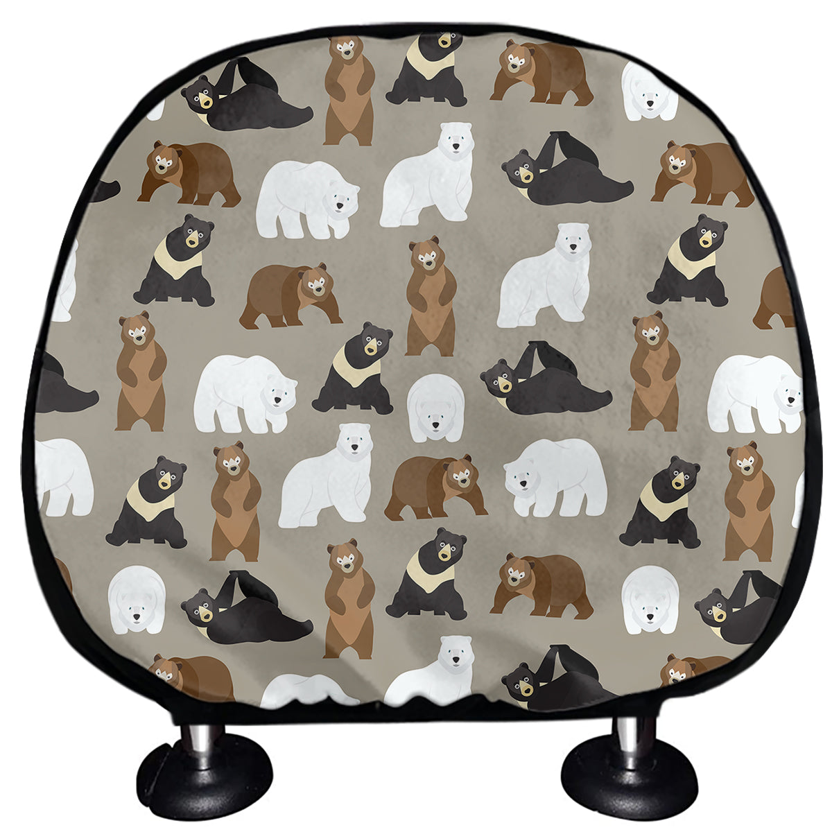 Cute Bear Pattern Print Car Headrest Covers