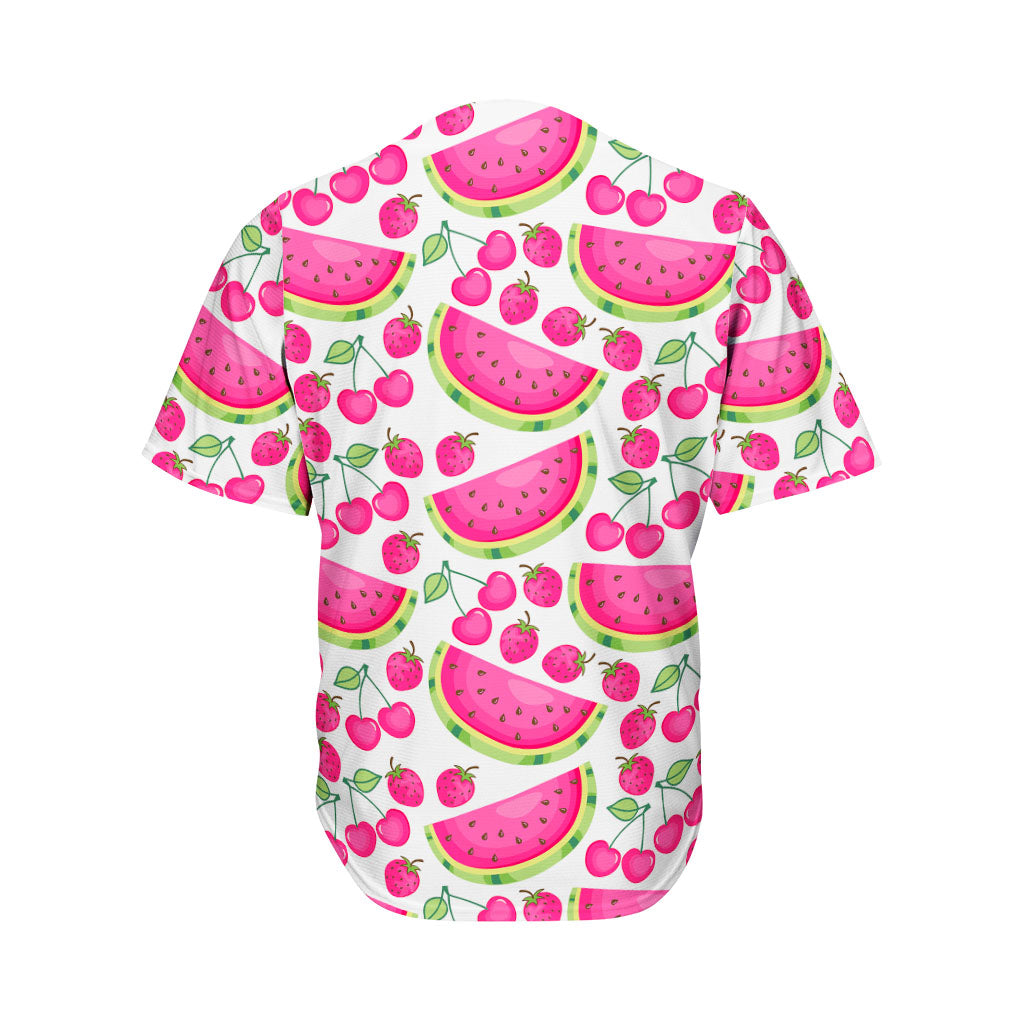 Cute Berry Watermelon Pattern Print Men's Baseball Jersey