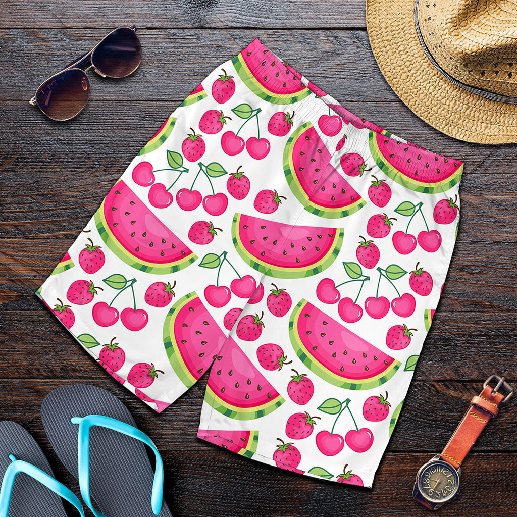 Cute Berry Watermelon Pattern Print Men's Shorts