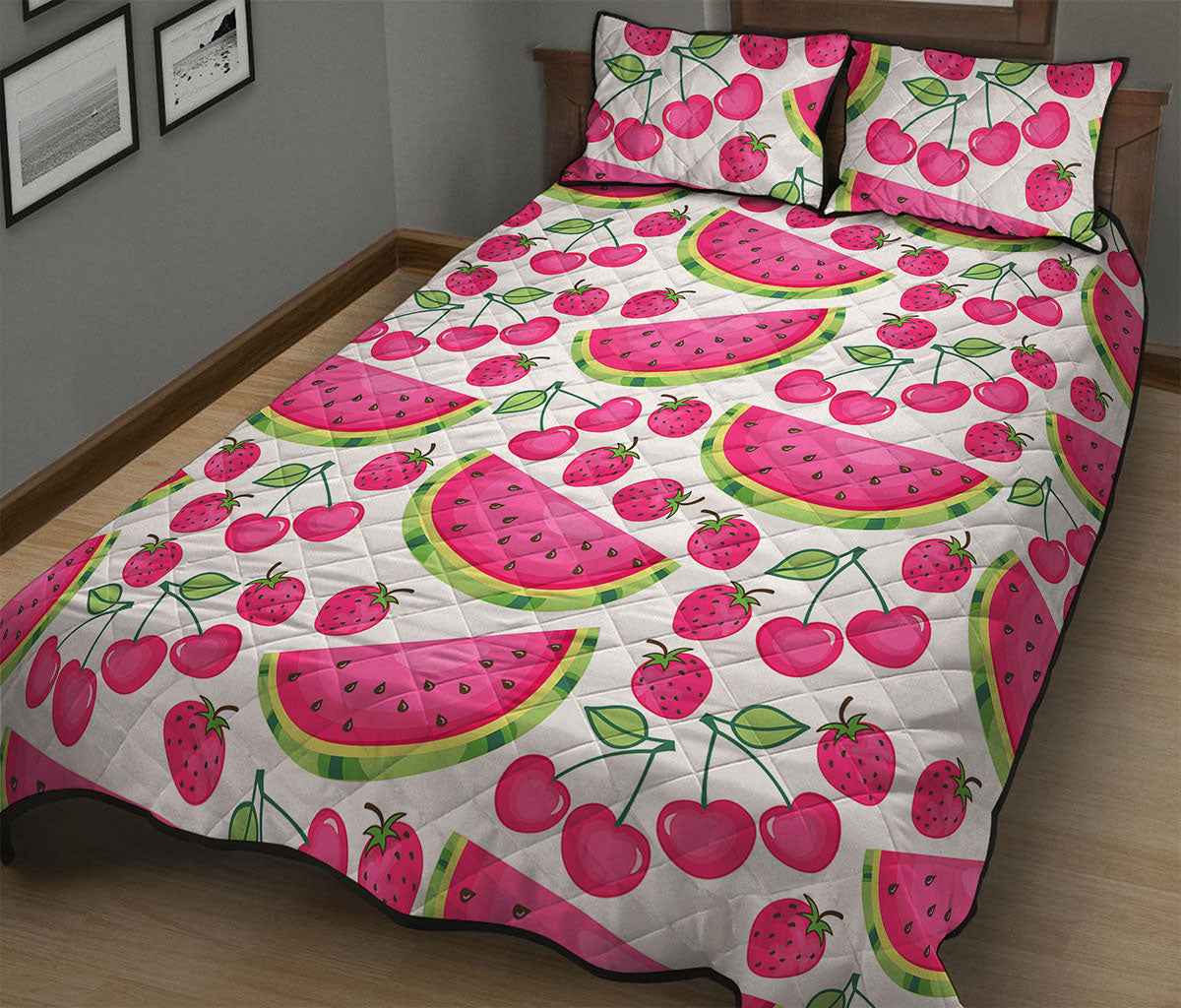 Cute Berry Watermelon Pattern Print Quilt Bed Set